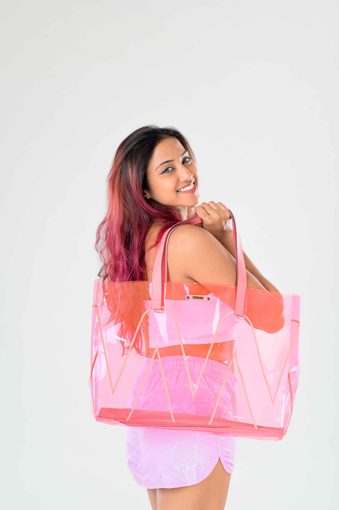 Waves Pink Beach Bag
