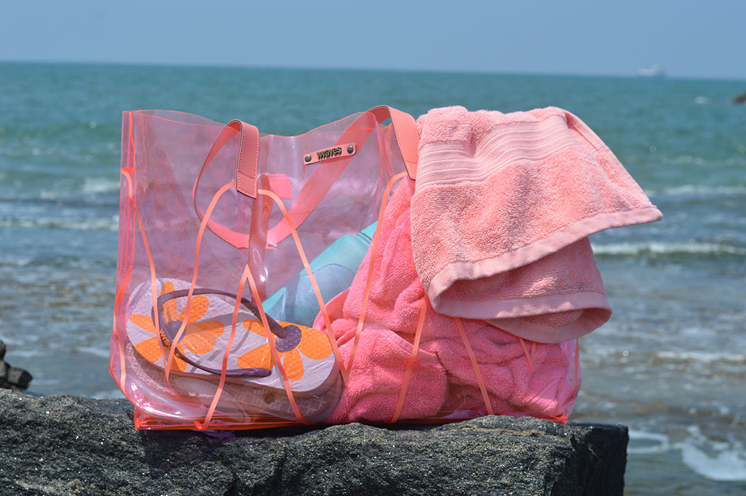 Waves Pink Beach Bag