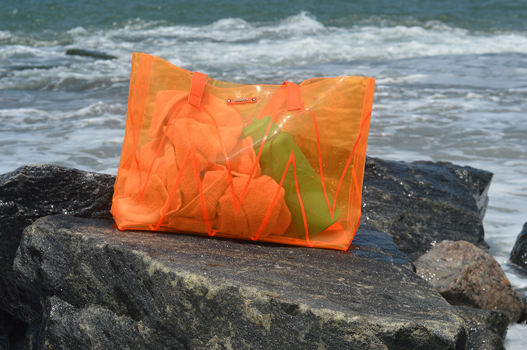 Waves Orange Beach Bag