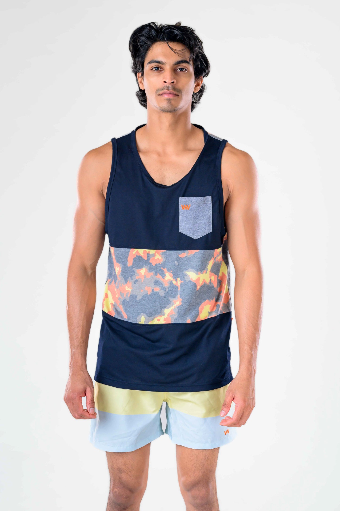 Men's pastel Shorts Red / White & Navy