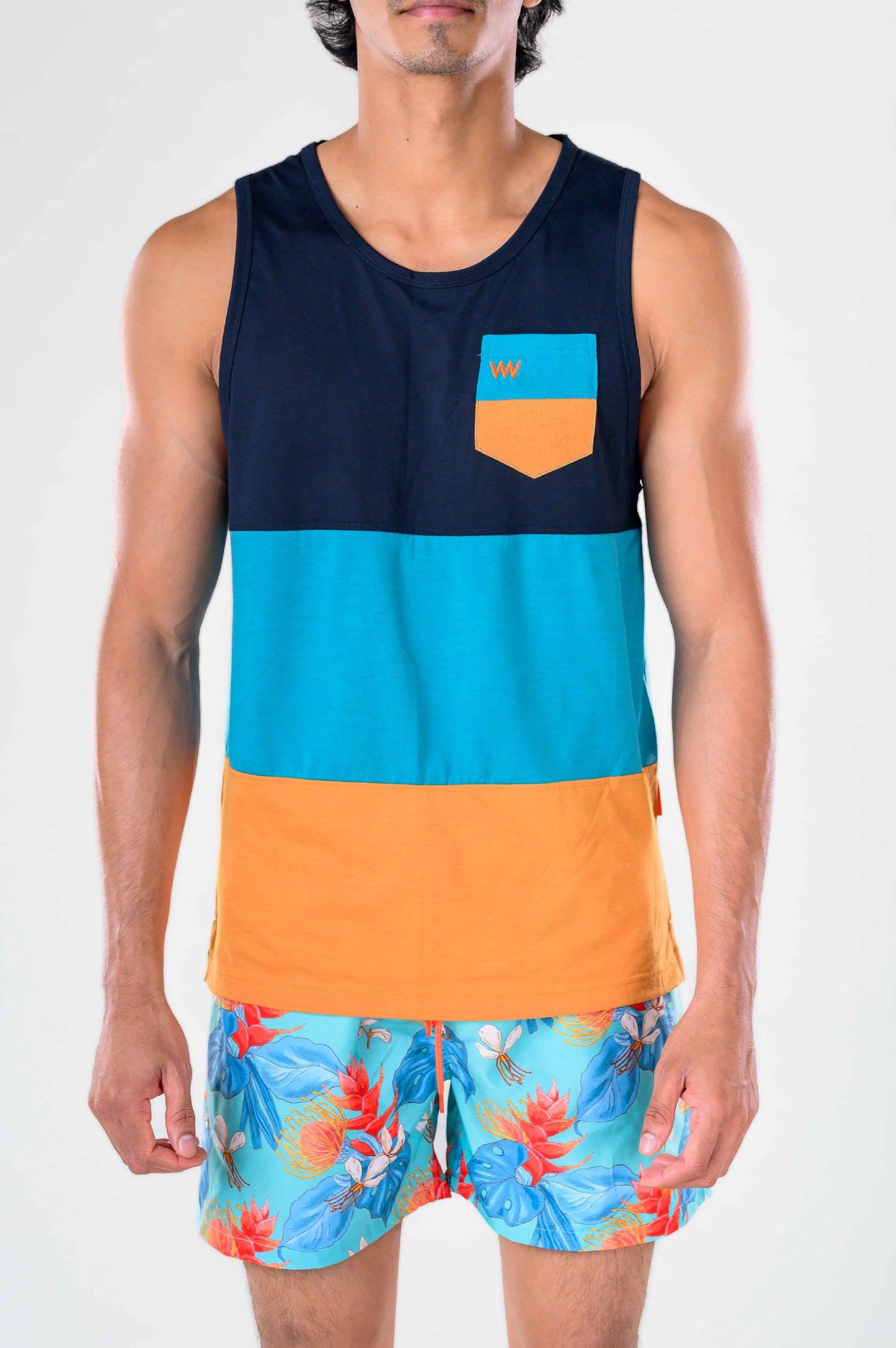 Men's leaf printed pool shorts