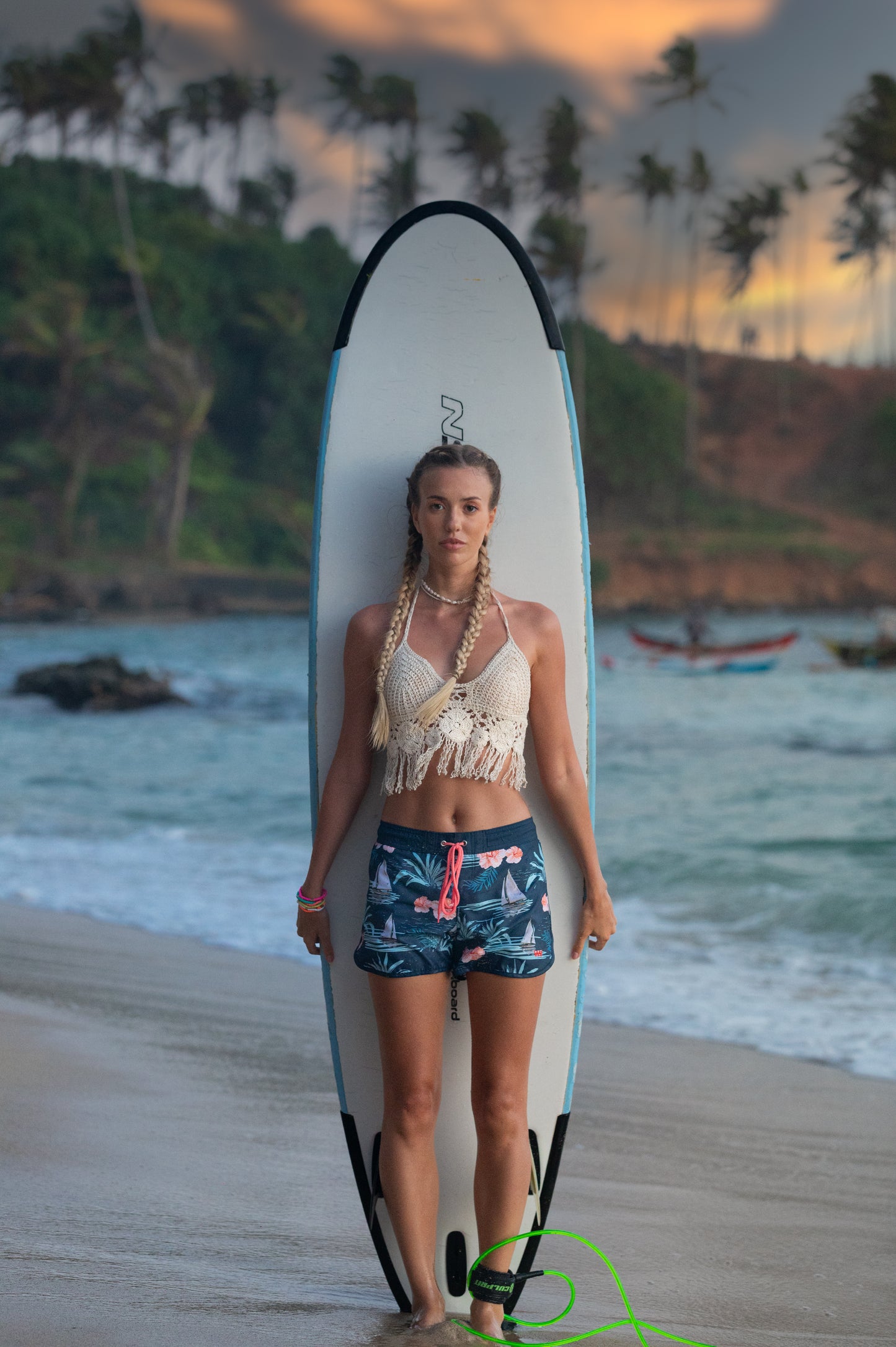 Ladies bloom Boat printed - navy